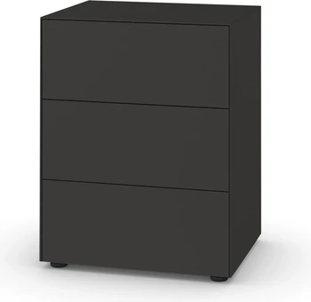 Piure Nex Pur Box Kommode 2022900 in Farbe Graphite – 3 Schubladen, puristisches Design, Soft-Close, 60 x 75 x 48 cm