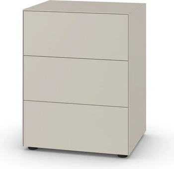 Piure Nex Pur Box Kommode 2022900 in Farbe Silk – 3 grifflose Schubkästen, matt lackiert, 60 x 75 x 48 cm