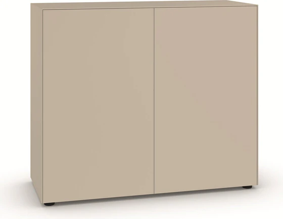Kommode Piure Nex Pur Box 2016300 als Freisteller in Seidengrau – minimalistisches Highboard mit 2 Türen, 120 × 100 × 48 cm.