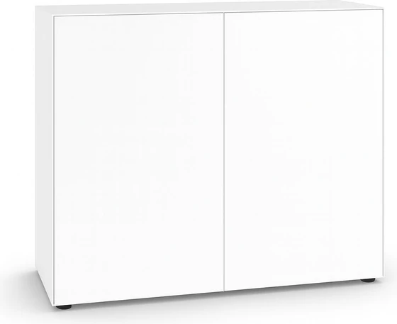 Freisteller der Piure Nex Pur Box 2016300 in Weiß – modernes Türmodul mit 2 grifflosen Türen, matt lackiert, 120 × 100 × 48 cm.