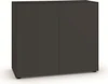 Hochformatiges Sideboard-Modul Piure Nex Pur Box 2016300 in Graphite, freigestellt, 2 Türen, grifflos, 120 × 100 × 48 cm.