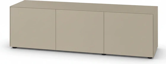 Piure Nex Pur Box Sideboard 2020600 in Seidengrau – eleganter Freisteller mit 3 grifflosen Türen, matt lackiert, im Format 180 × 50 × 48 cm.