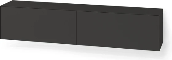 Design-Lowboard von Piure Modell 2045800, 180 cm breit, matt lackiert, mit zwei Soft-Close-Klappen – frontal freigestellt Graphit
