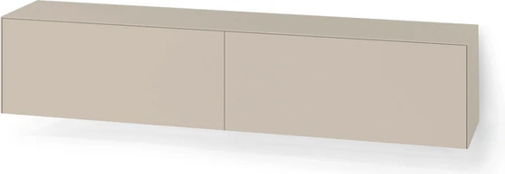 Design-Lowboard von Piure Modell 2045800, 180 cm breit, matt lackiert, mit zwei Soft-Close-Klappen – frontal freigestellt Silk