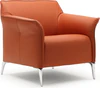 Leolux Mayon Sessel als Freisteller in Senso Leder terracotta mit Aluminiumfuessen