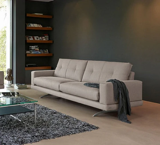 Einzelsofa Frommholz Sofa MOON in grauem Stoff, modernes Design, Ausstellungsstück