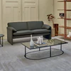 Leolux Bora Bora Designsofa – Frontansicht eines zeitlosen Sofaklassikers mit eleganter Linienführung in schwarzem Leder.
