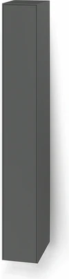 Hängendes, vertikales Piure Nex Pur Box Türelement in edlem Graphite, vor weißem Hintergrund.