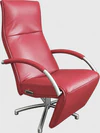Jori Relaxsessel Mensana JR-7260 in rotem Leder ohne Nackenrolle, mit hoher Rückenlehne und elegantem Metallgestell.