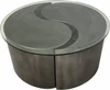 Detail Couchtisch Tao – Rohstahlkante und Glasauflage, industrielle Optik