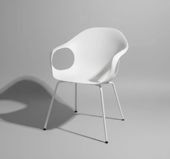 Elephant Chair – Frontansicht, Polyurethan Weiß (PO01), 4-Fuß weiß Hintergrund grau
