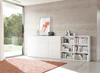 Kettnaker VITA Highboard in Lack matt – 353,2×115,7×35 cm, Drehtür links, Schiebetür über zwei Fächer im Wohnambiente Lack matt weiß