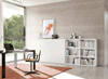 Kettnaker VITA Highboard in Lack matt – 353,2×115,7×35 cm, Drehtür links, Schiebetür über zwei Fächer im Wohnambiente weiß mit Schreibtisch