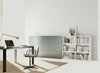 Kettnaker VITA Highboard in Lack matt – 353,2×115,7×35 cm, Drehtür links, Schiebetür über zwei Fächer im Arbeitszimmerambiente