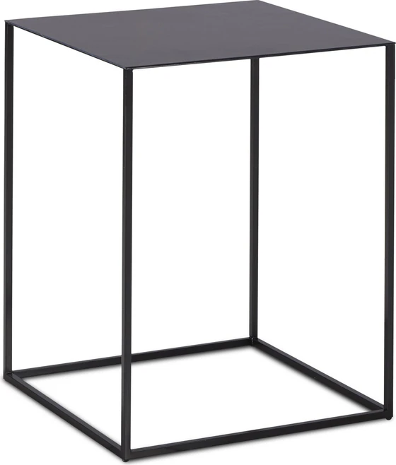 JORI Ascot JR-t938 Beistelltisch, Metall schwarz, Sattelleder-Platte black