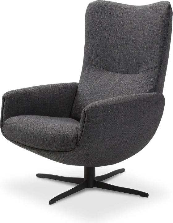 JORI Time-Out JR-4320 Relaxsessel, Seitenansicht, elegantes schwarz lackiertes Gestell, optionaler Hocker separat erhältlich