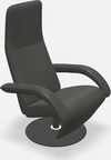 JORI Relaxsessel JR-3390 Yoga Multimove Medi in schwarzem Nappaleder Cavila Black mit festem Kopfteil und rundem Acryltellerfuß – modernes Designmöbel.