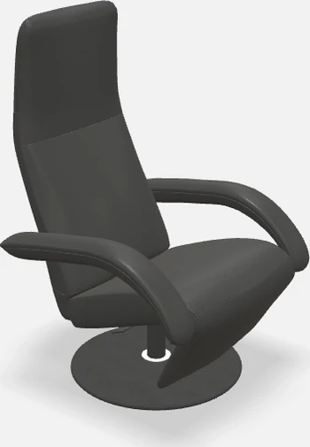 JORI Relaxsessel JR-3390 Yoga Multimove Medi in schwarzem Nappaleder Cavila Black mit festem Kopfteil und rundem Acryltellerfuß – modernes Designmöbel.