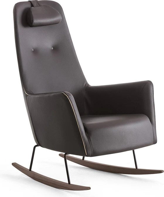 Rockingchair Schaukelstuhl Valentina, Esche sepia Kufen, gemütlicher Designstuhl von Dema