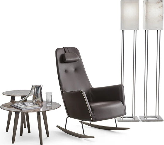 Rockingchair Dema Valentina Schaukelstuhl, Esche-Kufen Nussbaum, Metallteile RAL 8022
