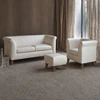 DEMA Ottomanne Sofas im Wohnambiente Stoff beige creme mit Sessel und Hocker