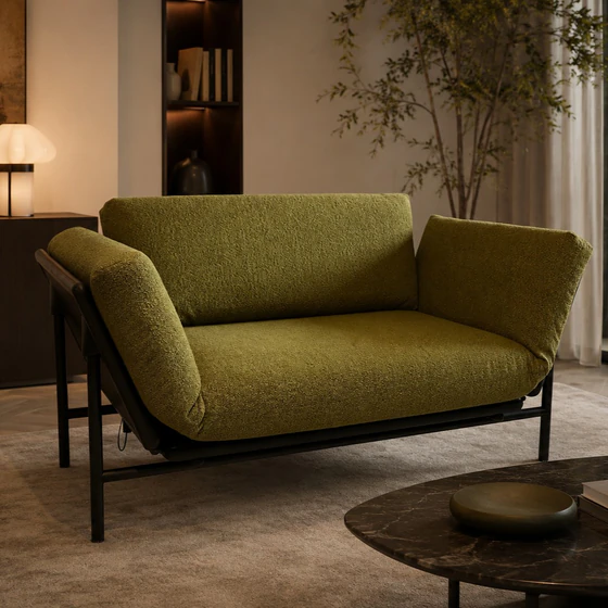 DEMA Sofa Rataplan 150 cm, Ambientefoto Stoff grün