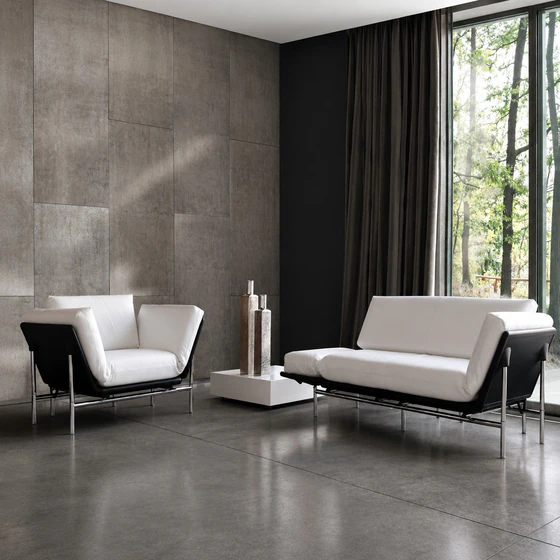 DEMA Sofa Rataplan 185 cm mit Sessel, Ambientefoto Leder weiß