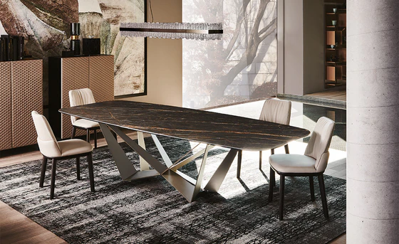 Cattelan Italia Esstisch Skorpio Platte Protoro matt Gestell Graphit Möbel Zeppenfeld Olpe Designmöbel Sauerland