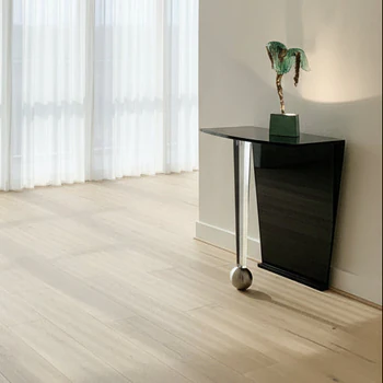 Konsole Saphir – Anstelltisch 60×70×50 cm in Acryl Schwarz/Klar mit Kugel Nickel satiniert im Wohnambiente