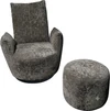 Bullfrog Blobb 1008 Schaukelsessel mit Hocker im Stoff Boheme 1608/21 graubraun, 360 Grad drehbar mit Schaukelfunktion