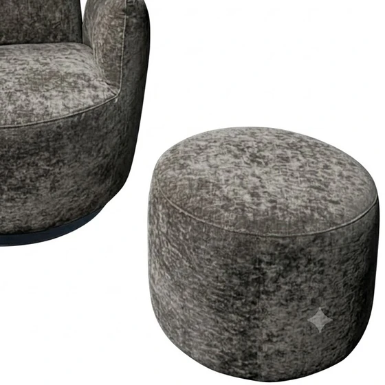 Bullfrog Blobb 1008 Hocker im Stoff Boheme 1608/21 graubraun als passende Fußablage zum Schaukelsessel
