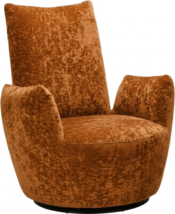 Bullfrog Blobb 1008 Schaukelsessel im changierenden Veloursstoff Boheme 1608/24 kupfer mit kissiger Polsteroptik und Schaukelfunktion