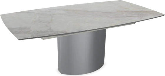 Moderner ausziehbarer Esstisch Adler 1224 von Draenert aus Naturstein mit skulpturalem Mittelfuß in elegantem Design, perfekt für stilvolle Essbereiche