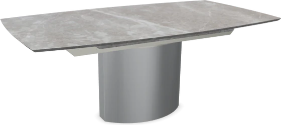 Moderner ausziehbarer Esstisch Adler 1224 von Draenert aus Naturstein mit skulpturalem Mittelfuß in elegantem Design, perfekt für stilvolle Essbereiche
