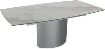 Moderner ausziehbarer Esstisch Adler 1224 von Draenert aus Naturstein mit skulpturalem Mittelfuß in elegantem Design, perfekt für stilvolle Essbereiche