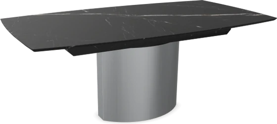 Moderner ausziehbarer Esstisch Adler 1224 von Draenert aus Naturstein mit skulpturalem Mittelfuß in elegantem Design, perfekt für stilvolle Essbereiche