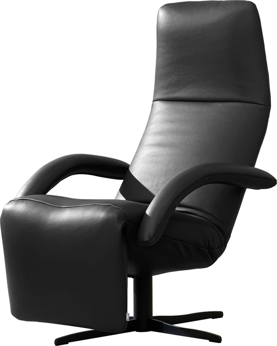 „JORI Relaxsessel Yoga JR-7360 in Leder Celia Nero – elegante Frontalansicht mit ergonomischem Design“