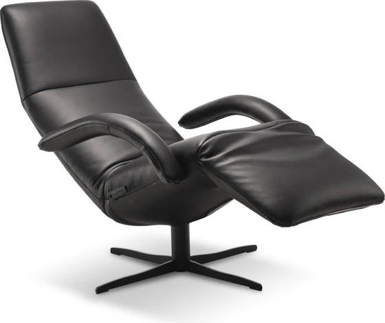 Seitenansicht des JORI Yoga JR-7360 Relaxsessels – ausgeklappte Fußstütze und verstellbare Rückenlehne in synchroner Monomove-Position