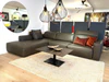 Gyform Focus Ecksofa in Seta Terra Leder, Gesamtansicht mit Longchair links