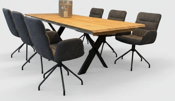 Essgruppe Bacher AIDEN Soft 6 Stühle Graphite Ausstellungsstück modernes Esszimmer Freisteller