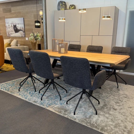 Essgruppe Bacher AIDEN Soft 6 Stühle Graphite Ausstellungsstück modernes Esszimmer