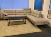 Modernes Erpo Sofa Espero GA400 mit Kappnähten und Comfort Plus Sitzkissen in Lederfarbe Pearl
