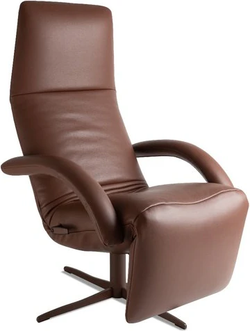 Jori Yoga JR-7360 Relaxsessel in Leder Celia Burgundy (Bordeauxrot), Ausführung Monomove mit festem Kopfteil und gewelltem 4-Stern-Fuß in Schwarz – Modellgröße Medi Sitzend