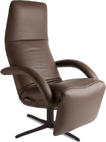 Jori Yoga JR-7360 Sessel in Celia Truffo (dunkelbraunes Leder), Monomove-Version mit festem Kopfteil, ergonomischer Liegeposition und schwarzem 4-Stern-Fuß – Aktionsmodell Timeless Icons Sitzend