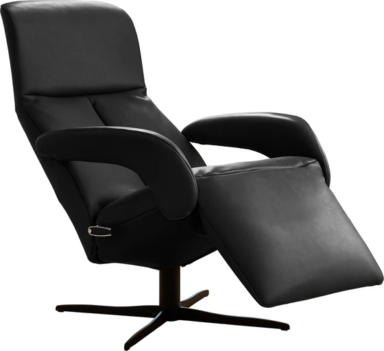 Seitenansicht des ergonomischen JORI Relaxsessels Symphony JR-7960 in Leder Cavila Black.