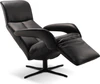 Vorderansicht des JORI Symphony JR-7960 Relaxsessels mit schwarzem Lederbezug Cavila Black.