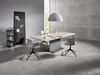 Asco T-Table Säulentisch – Frontansicht, Eiche massiv weiß geölt (Rustical), 200×100 cm