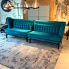 Bielefelder Werkstätten Polo Dining – 2-teiliges Diningsofa in Velours Luciano Blau, Ambiente, 264×98×70 cm