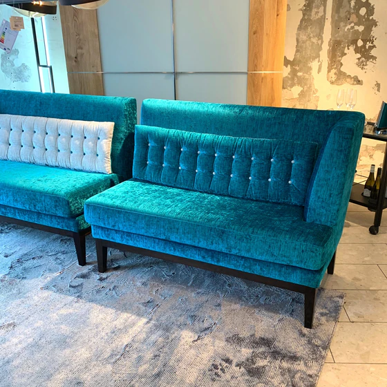 BW Polo Dining – Wendekissen in Blau/Silbergrau, Detail beidseitig