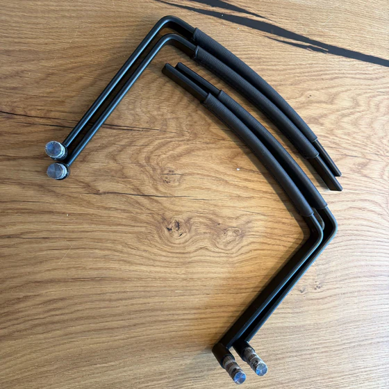 Freischwinger Stuhl schwarz Metallgestell Leder braun 2 Satz Armlehnen